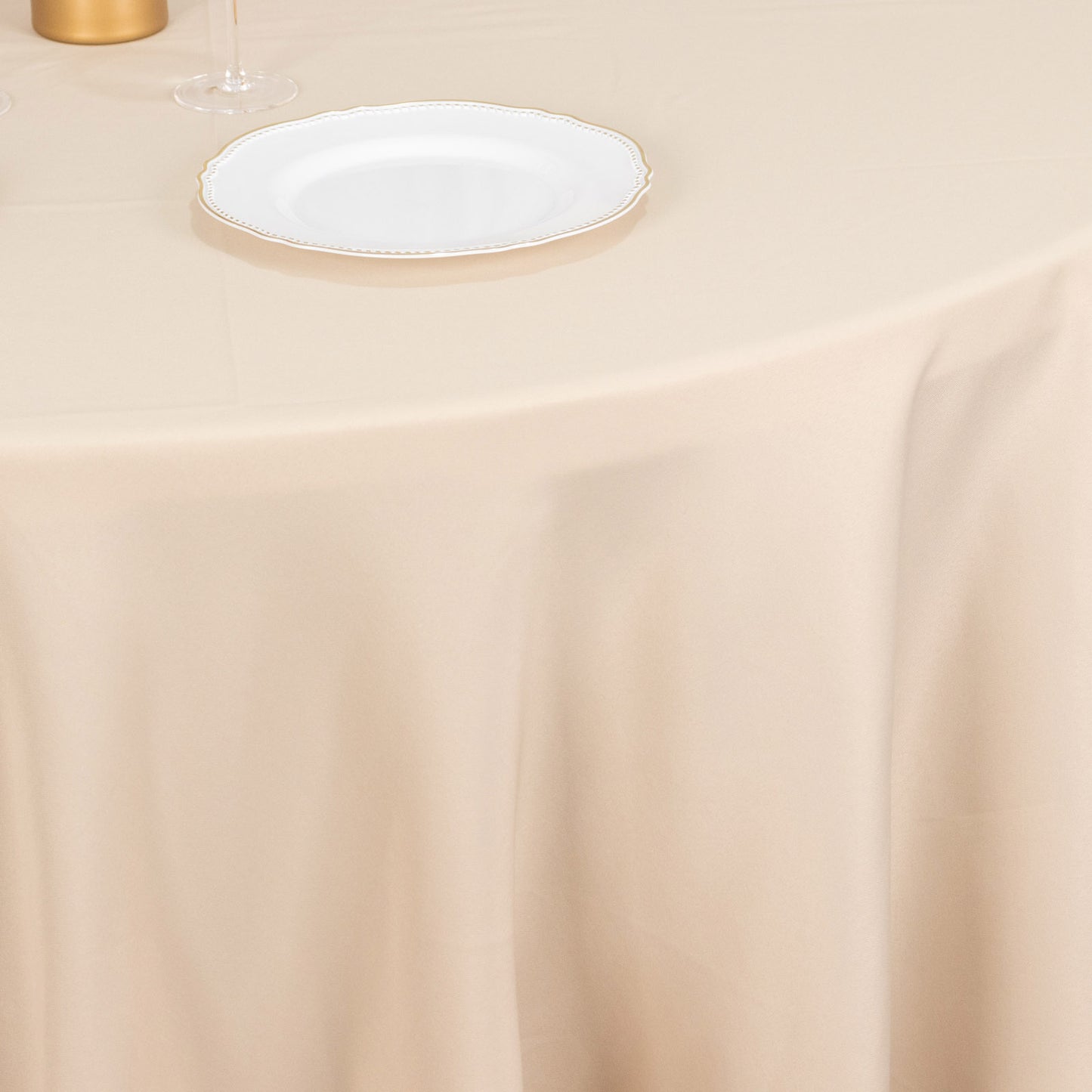 120" Beige Seamless Premium Polyester Round Tablecloth - 220GSM