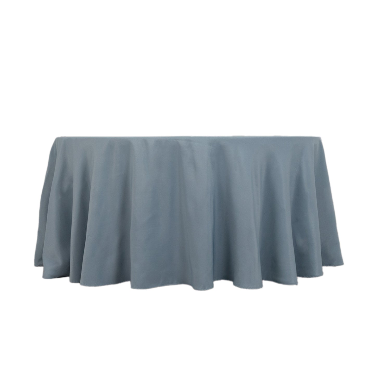 120" Dusty Blue Seamless Premium Polyester Round Tablecloth - 220GSM for 5 Foot Table With Floor-Length Drop