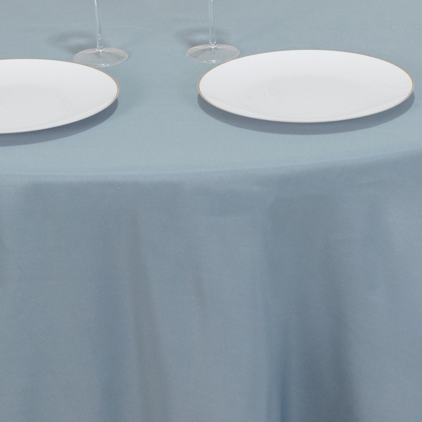 120" Dusty Blue Seamless Premium Polyester Round Tablecloth - 220GSM for 5 Foot Table With Floor-Length Drop