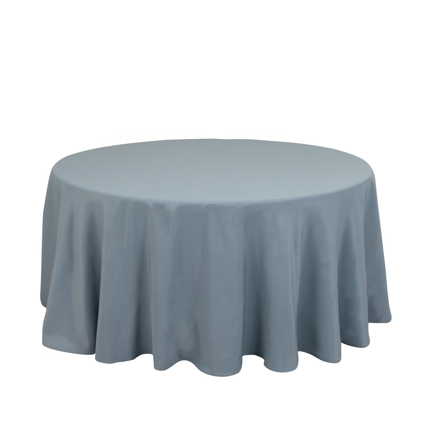 120" Dusty Blue Seamless Premium Polyester Round Tablecloth - 220GSM for 5 Foot Table With Floor-Length Drop