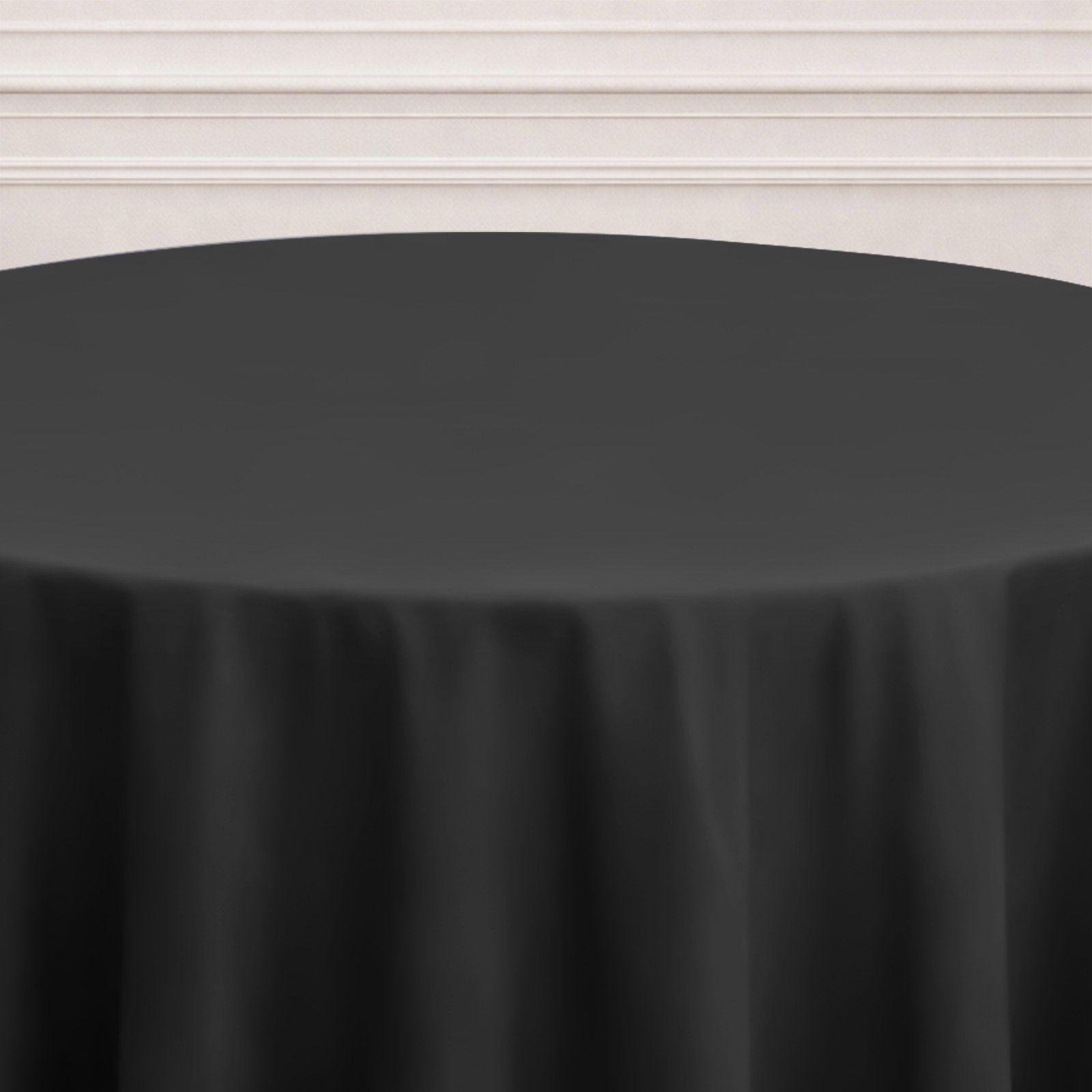 120" Black Polyester Round Tablecloth