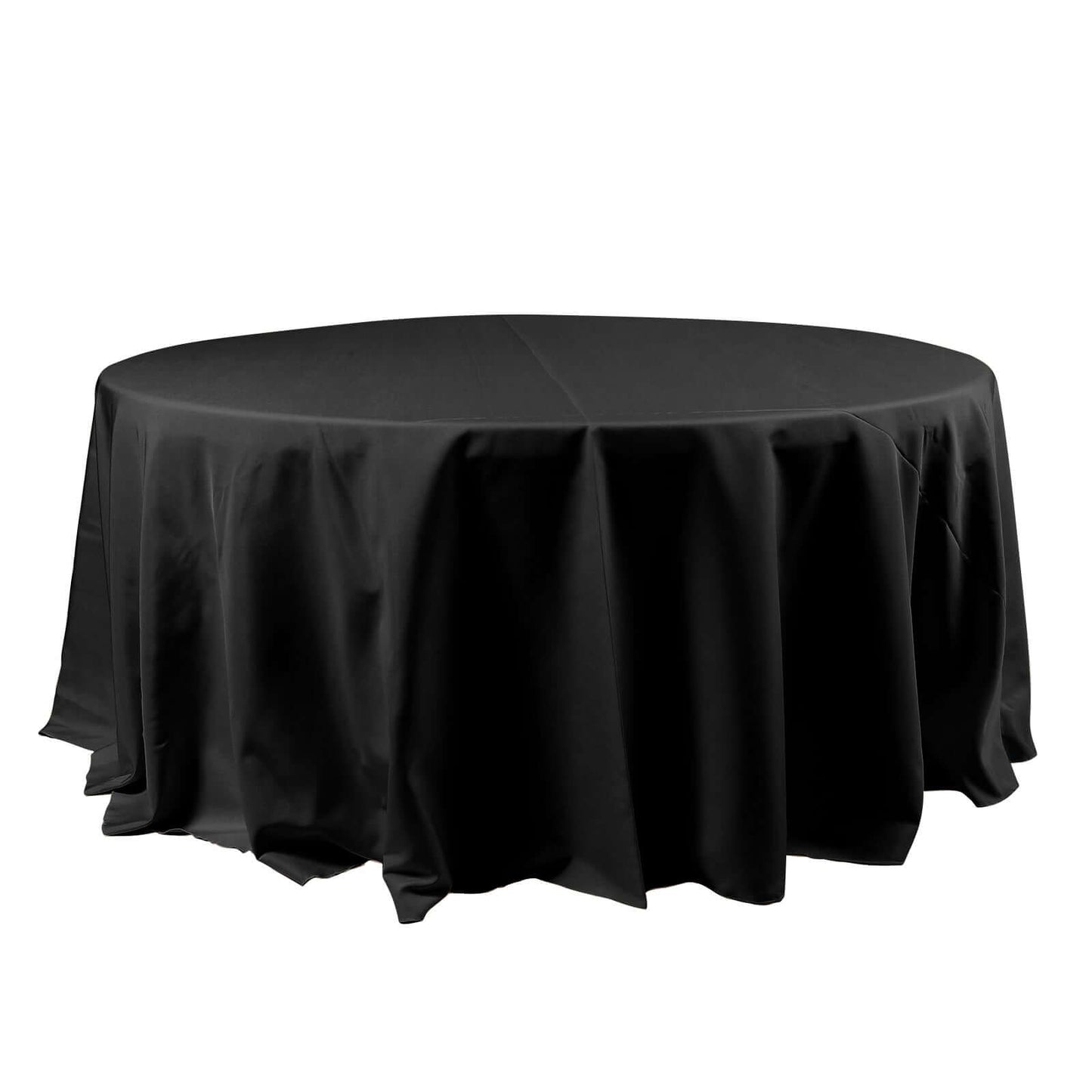 120" Black Polyester Round Tablecloth