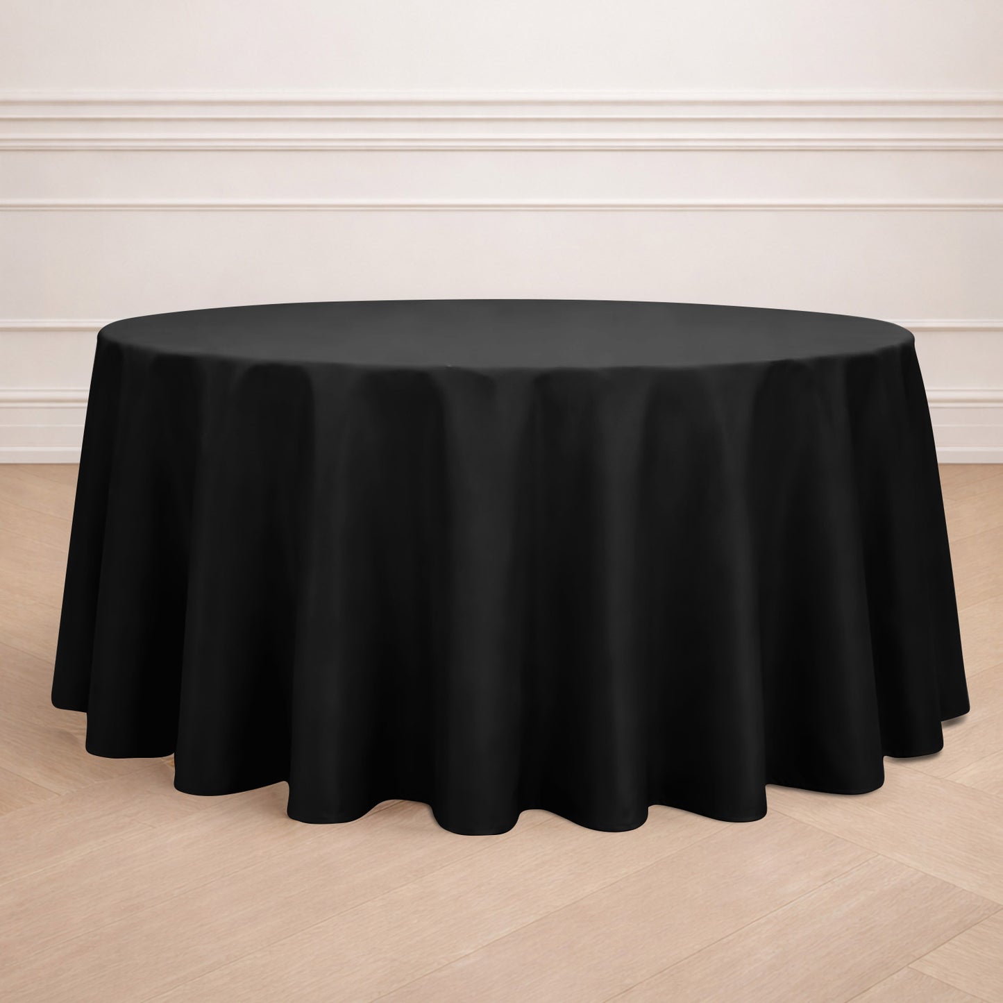 120" Black Seamless Polyester Round Tablecloth