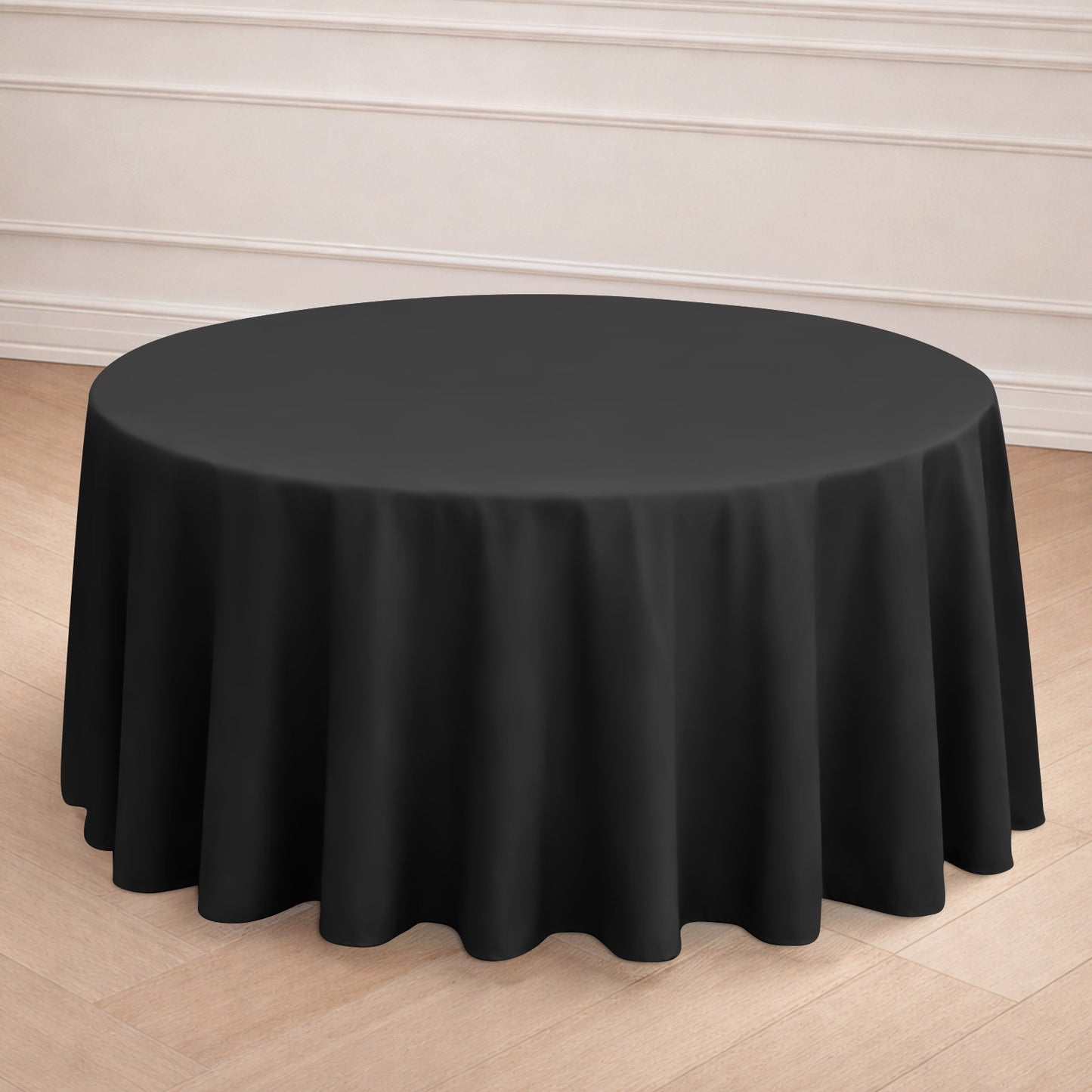 120" Black Polyester Round Tablecloth