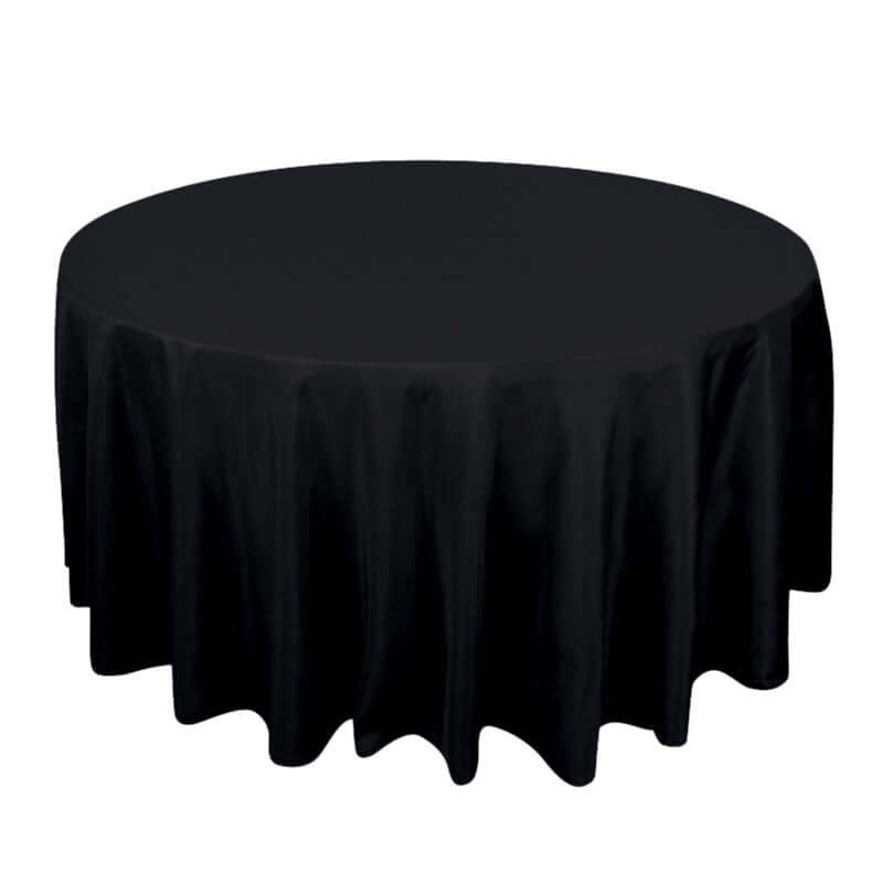 120inch Black 190 GSM Seamless Premium Polyester Round Tablecloth