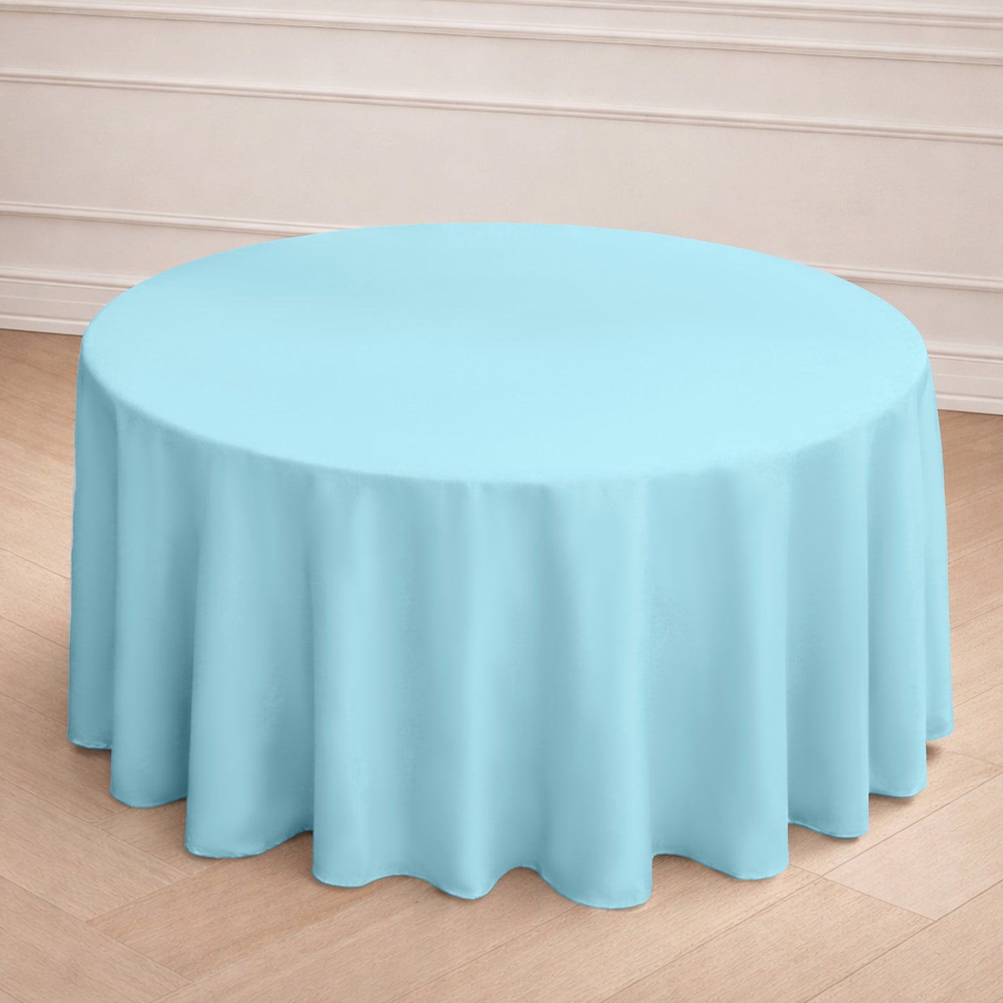 120" Light Blue Seamless Polyester Round Tablecloth