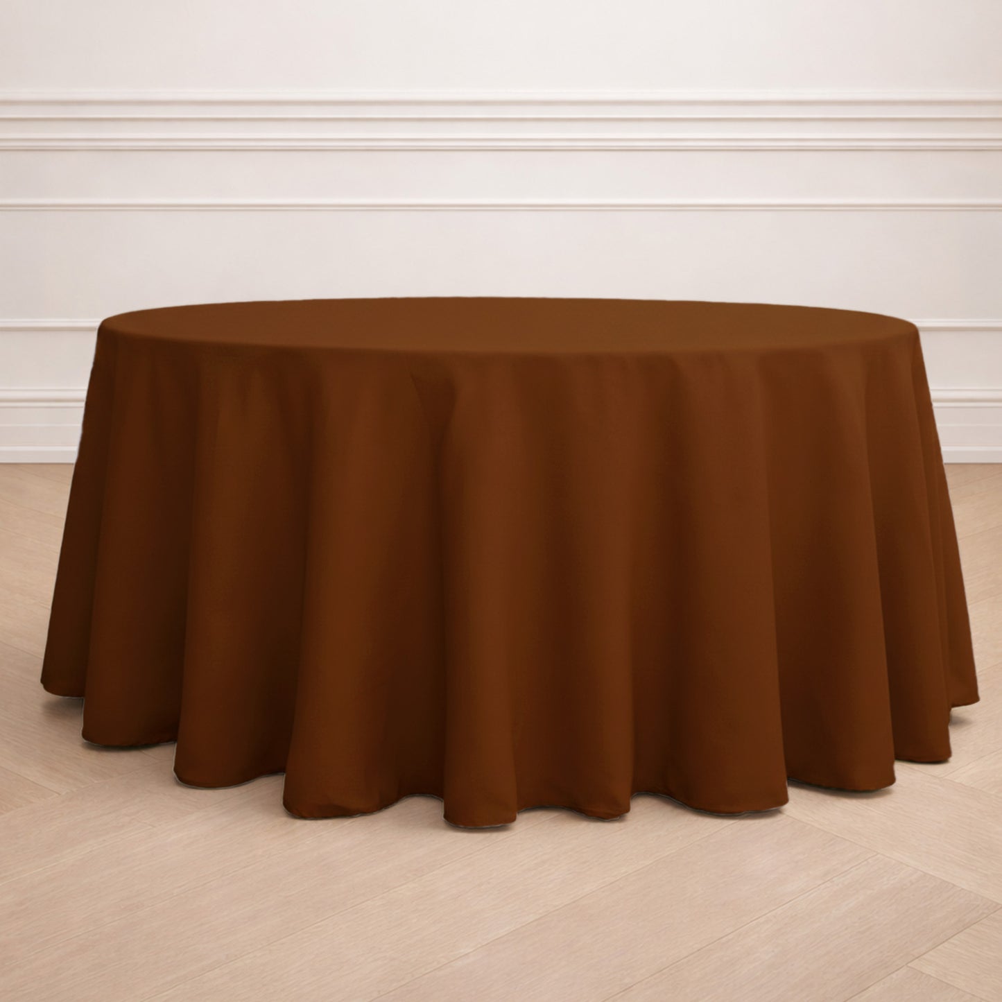 120" Cinnamon Brown Seamless Polyester Round Tablecloth