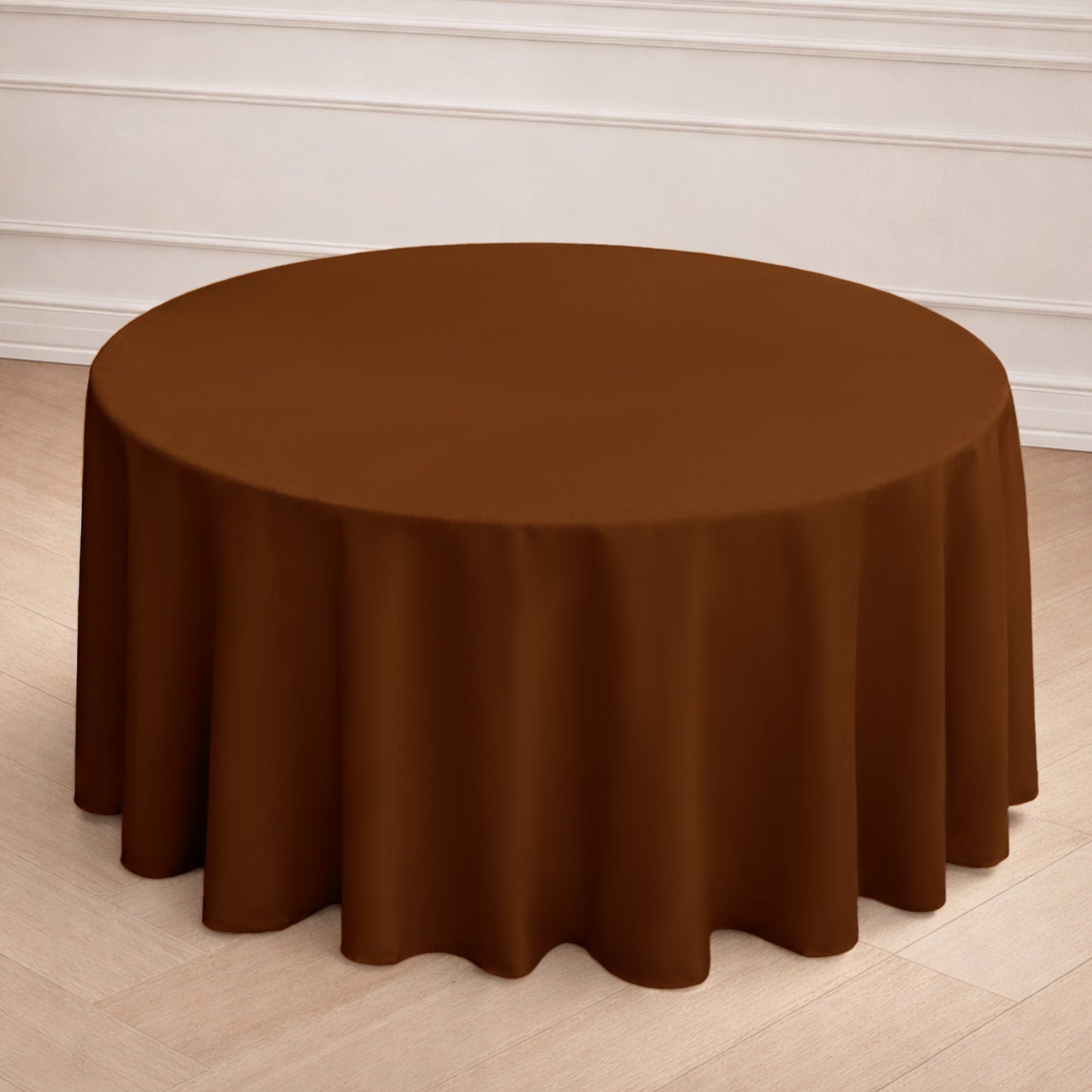 120" Cinnamon Brown Seamless Polyester Round Tablecloth
