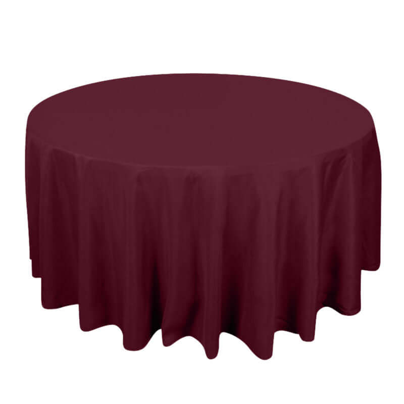 120inch Burgundy 200 GSM Seamless Premium Polyester Round Tablecloth