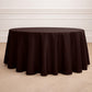 Chocolate seamless round tablecloth on a wooden floor.