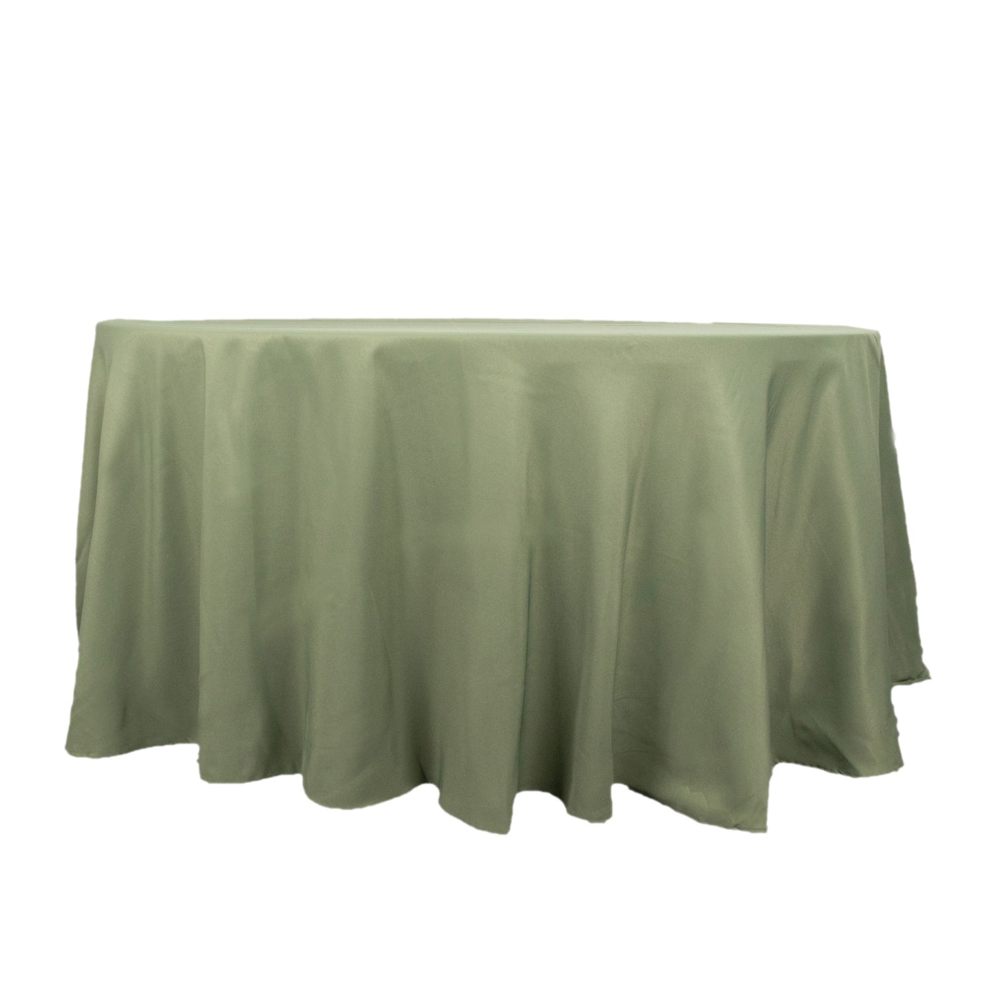 120" Dusty Sage Green Seamless Premium Polyester Round Tablecloth - 220GSM