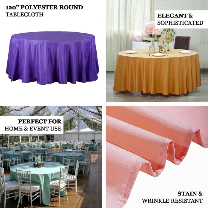 120" Wine Seamless Polyester Round Tablecloth