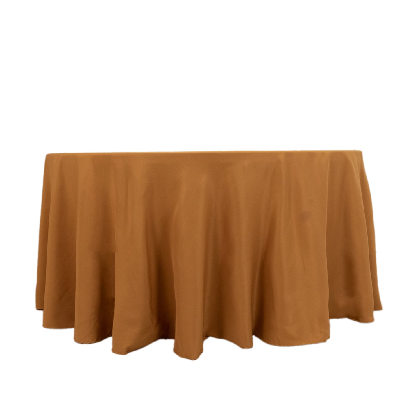 120" Gold Seamless Premium Polyester Round Tablecloth - 220GSM for 5 Foot Table With Floor-Length Drop