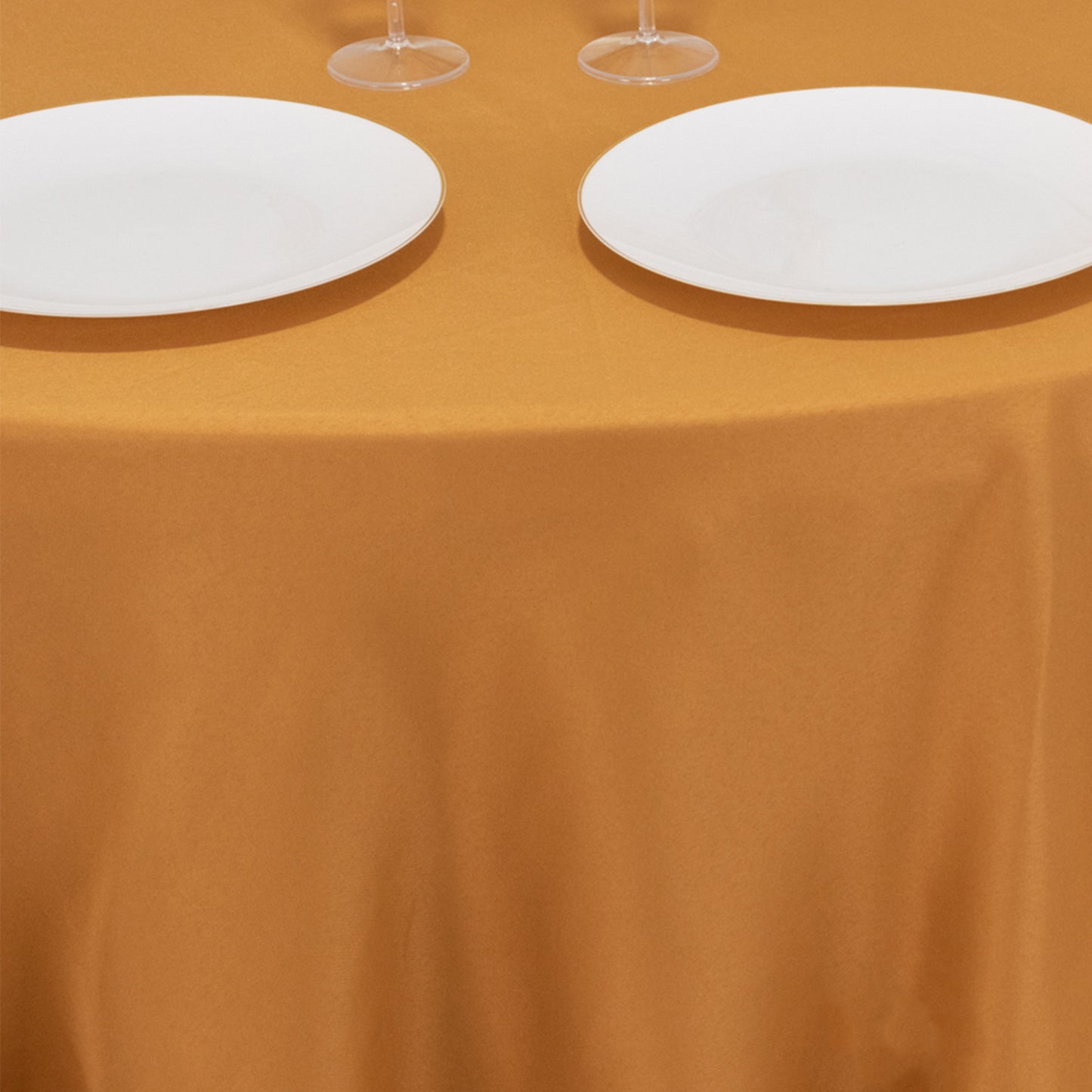 120" Gold Seamless Premium Polyester Round Tablecloth - 220GSM for 5 Foot Table With Floor-Length Drop