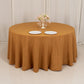 120" Gold Seamless Premium Polyester Round Tablecloth - 220GSM for 5 Foot Table With Floor-Length Drop