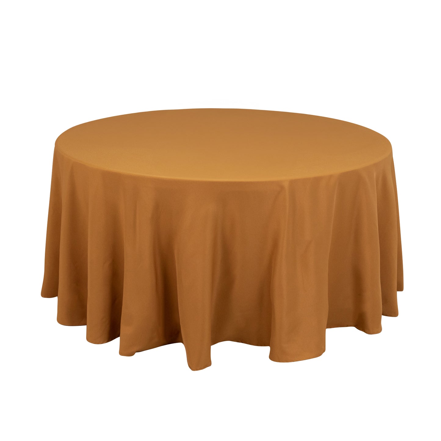 120" Gold Seamless Premium Polyester Round Tablecloth - 220GSM for 5 Foot Table With Floor-Length Drop