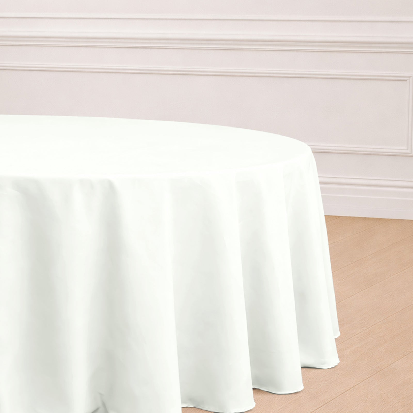 120 inch Ivory Polyester Round Tablecloth