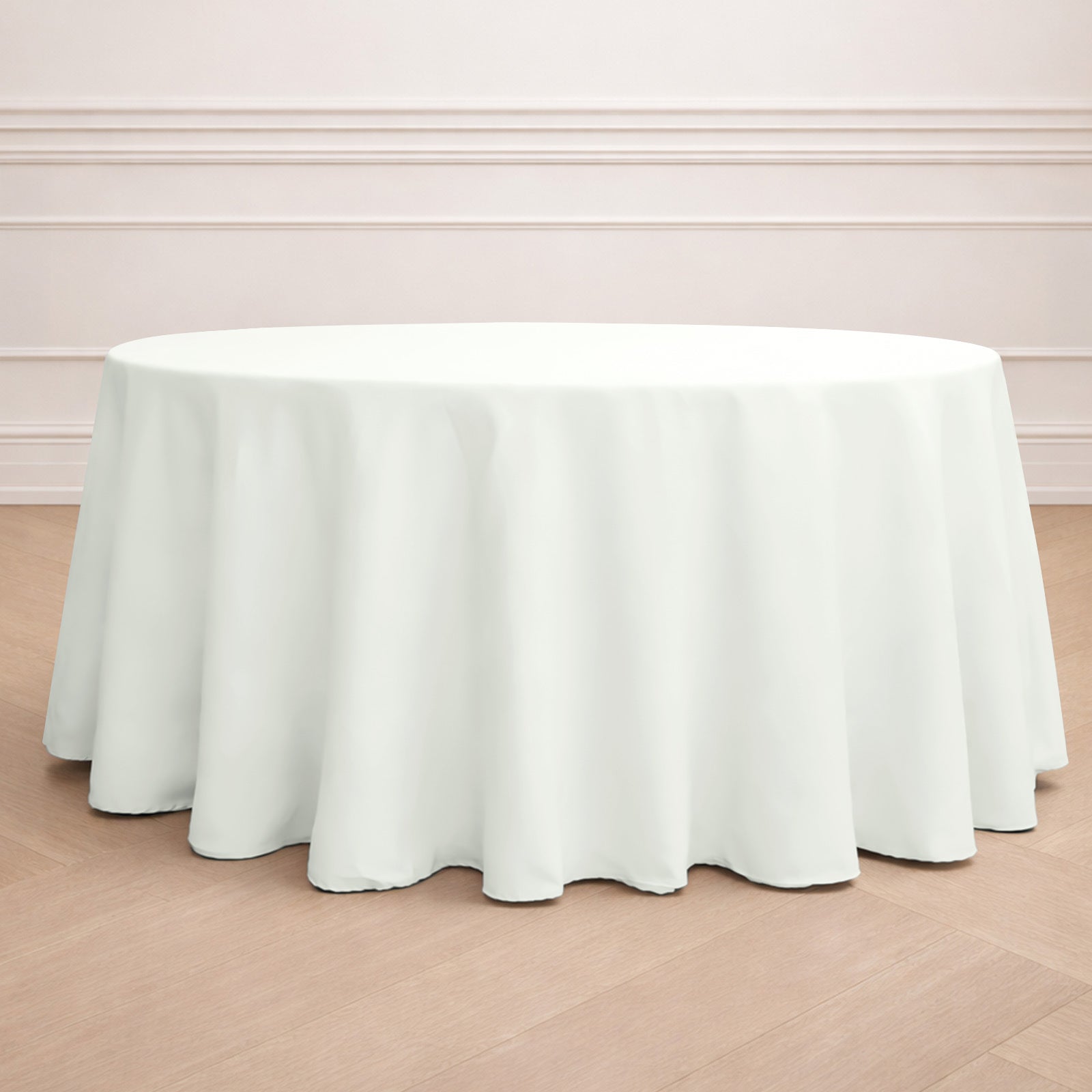 120 inch Ivory Polyester Round Tablecloth