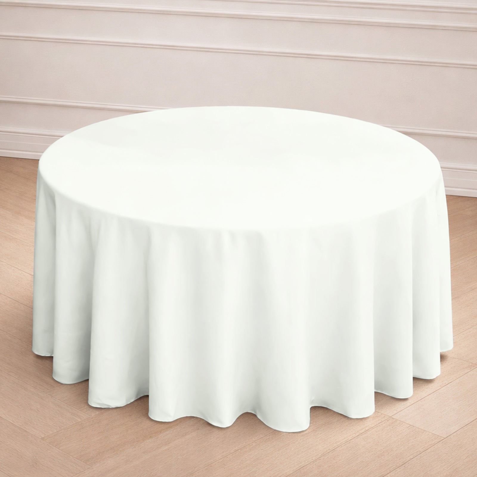 120 inch Ivory Polyester Round Tablecloth