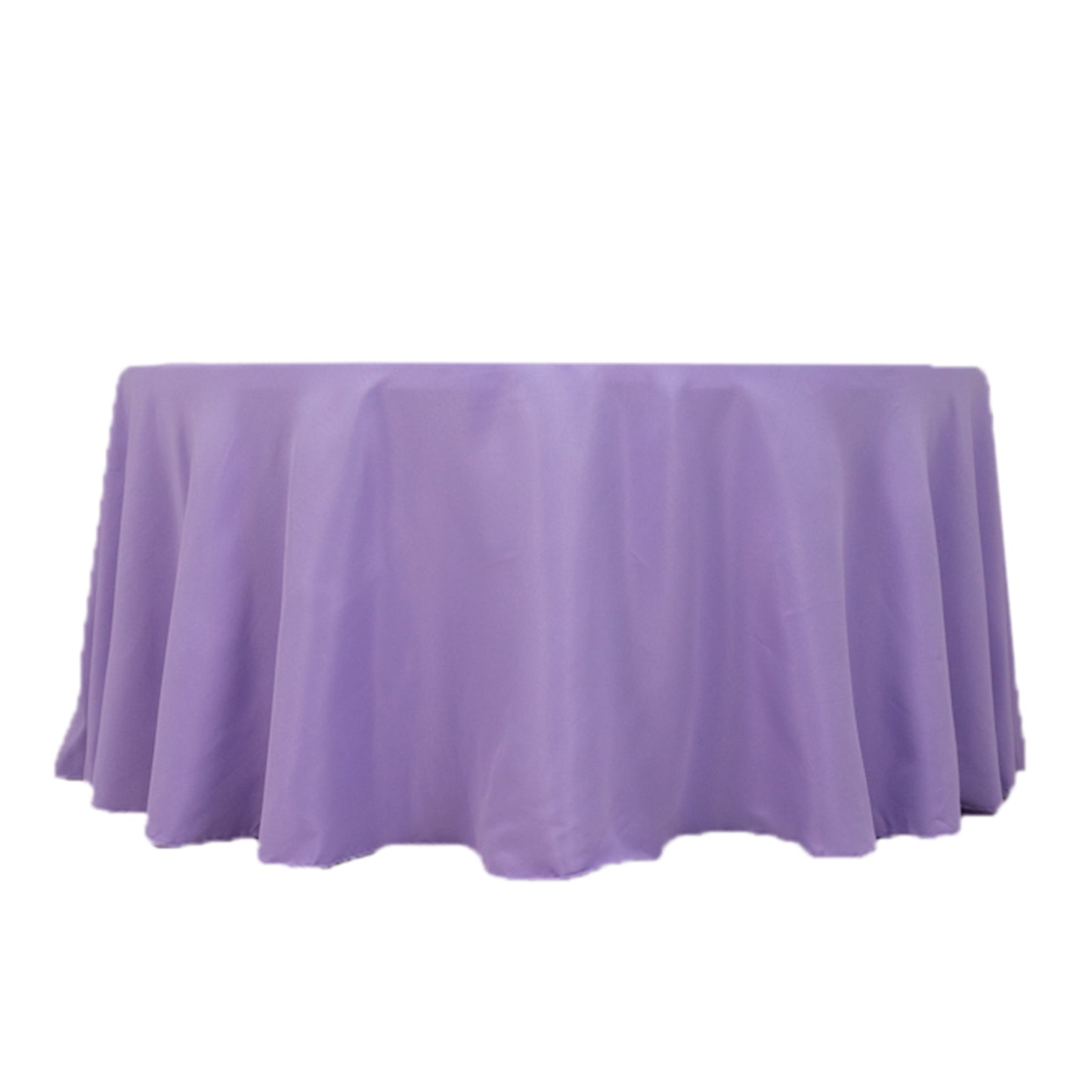 120" Lavender Lilac Seamless Premium Polyester Round Tablecloth - 220GSM for 5 Foot Table With Floor-Length Drop