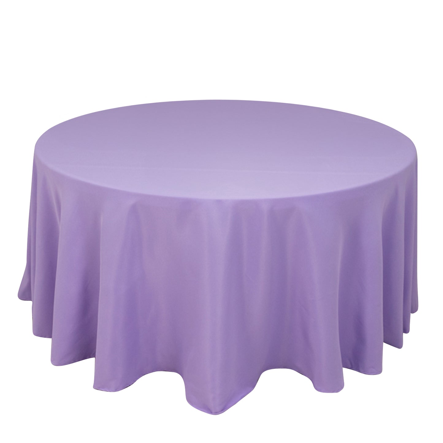 120" Lavender Lilac Seamless Premium Polyester Round Tablecloth - 220GSM for 5 Foot Table With Floor-Length Drop