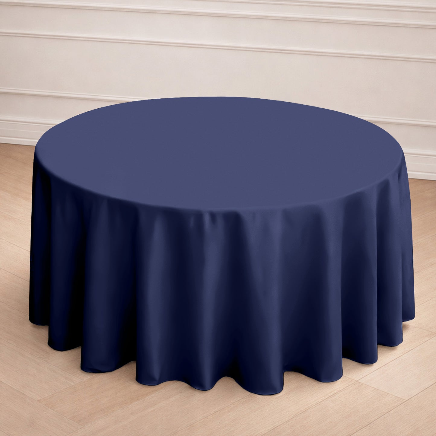 120 inch Navy Blue Polyester Round Tablecloth