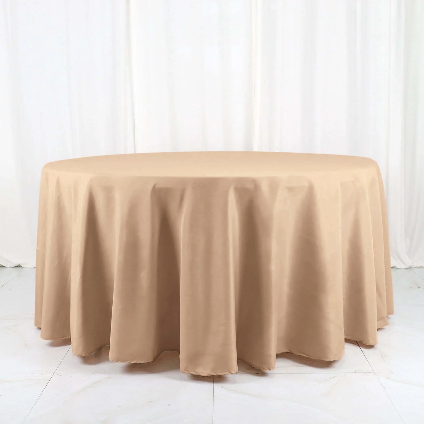 120 Inch Size Round Tablecloth Nude Color Polyester