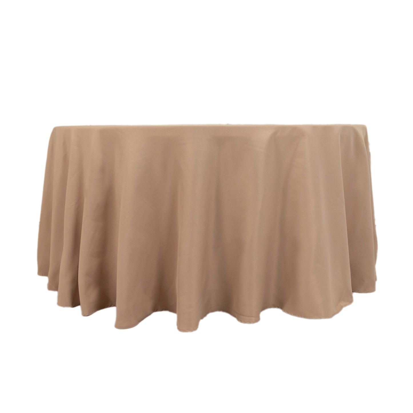 120" Nude Seamless Premium Polyester Round Tablecloth - 220GSM for 5 Foot Table With Floor-Length Drop