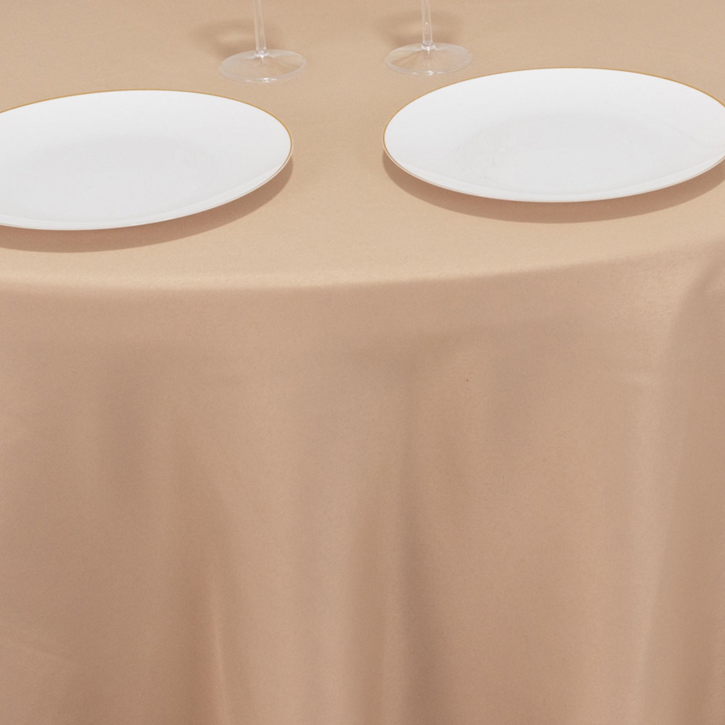 120" Nude Seamless Premium Polyester Round Tablecloth - 220GSM for 5 Foot Table With Floor-Length Drop