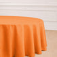 Orange seamless polyester round tablecloth.