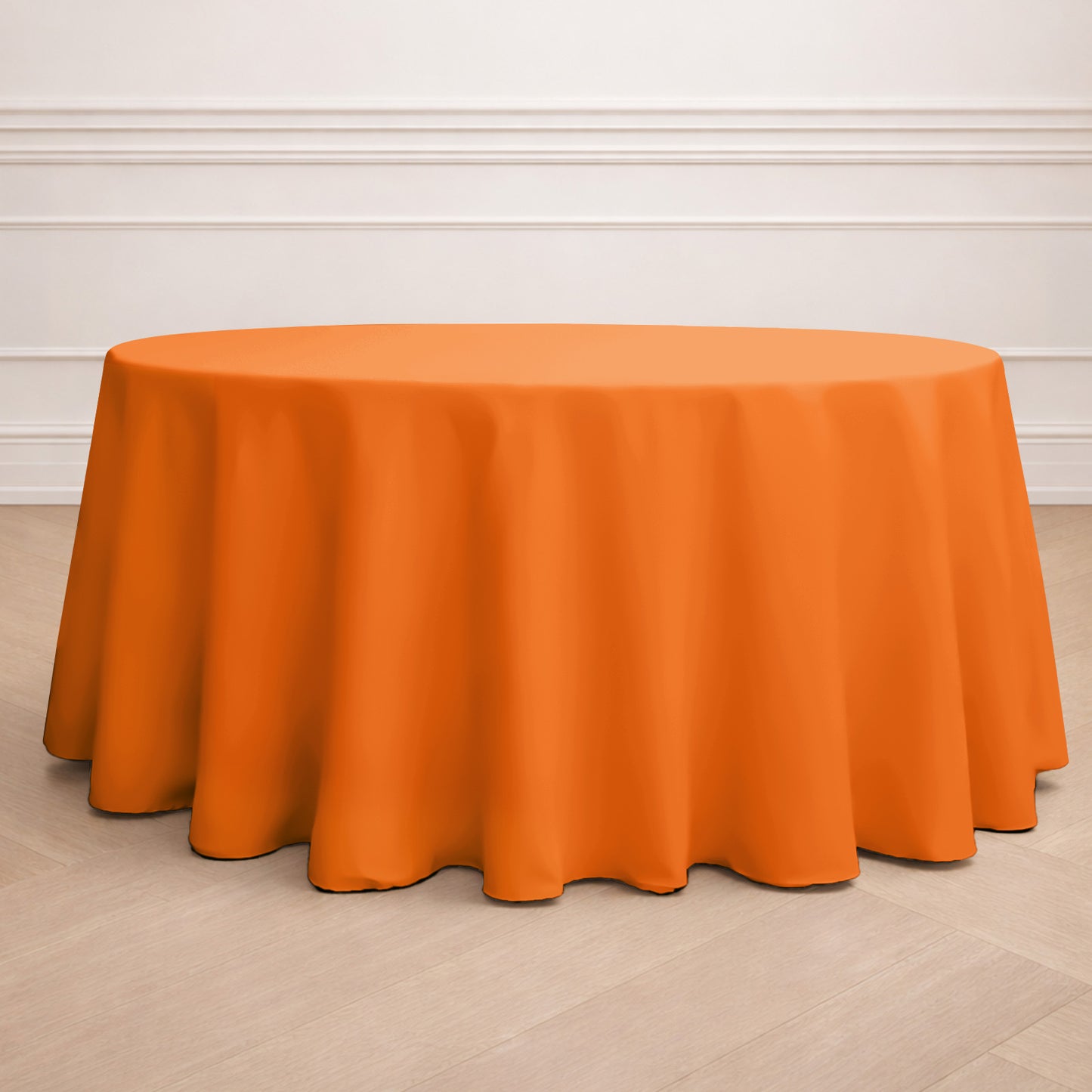 120" Orange Seamless Polyester Round Tablecloth