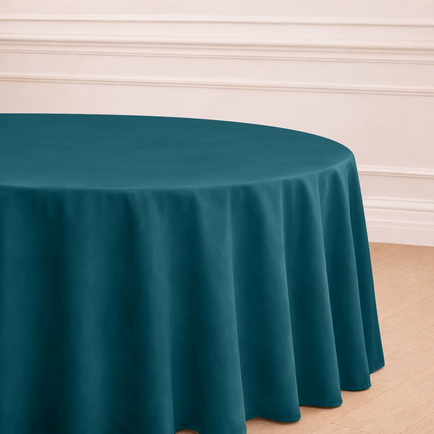 Peacock Teal Round Tablecloth Polyester 120 Inch
