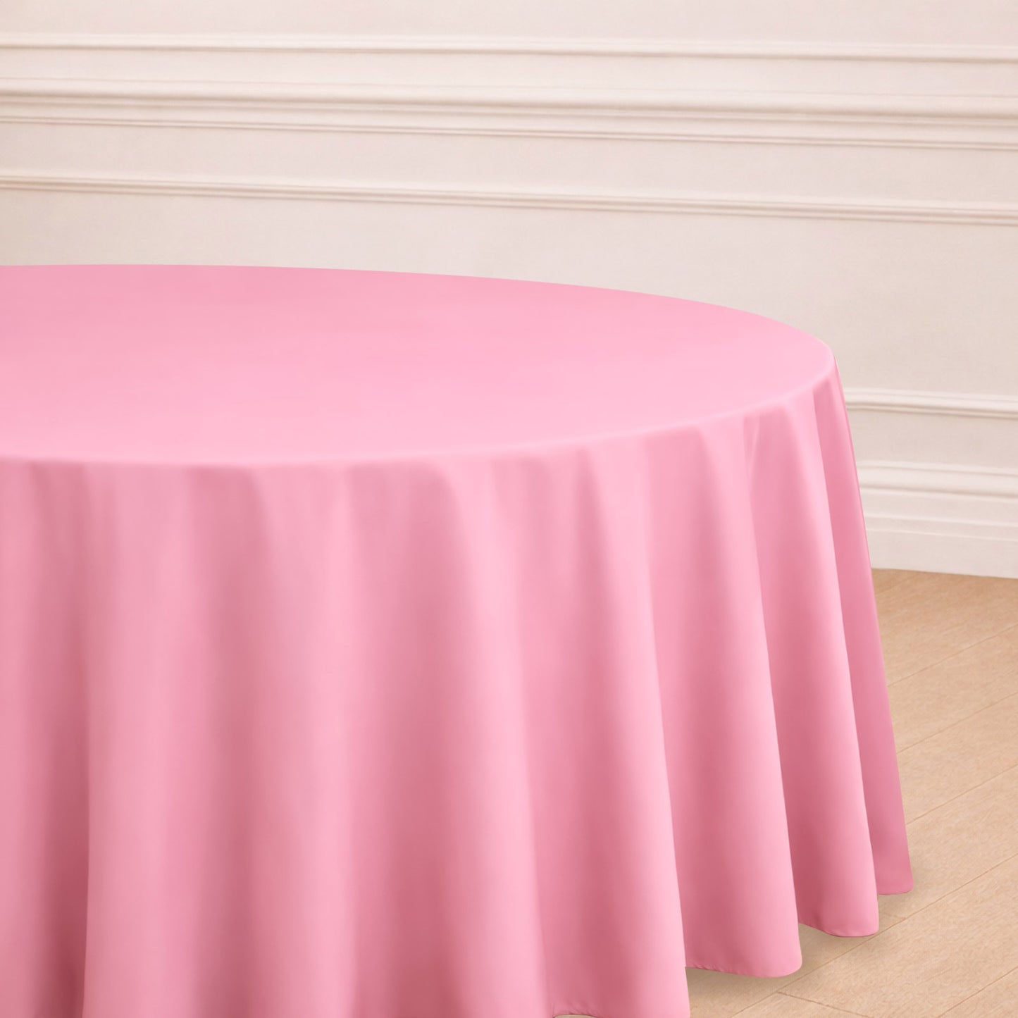 120" Pink Seamless Polyester Round Tablecloth