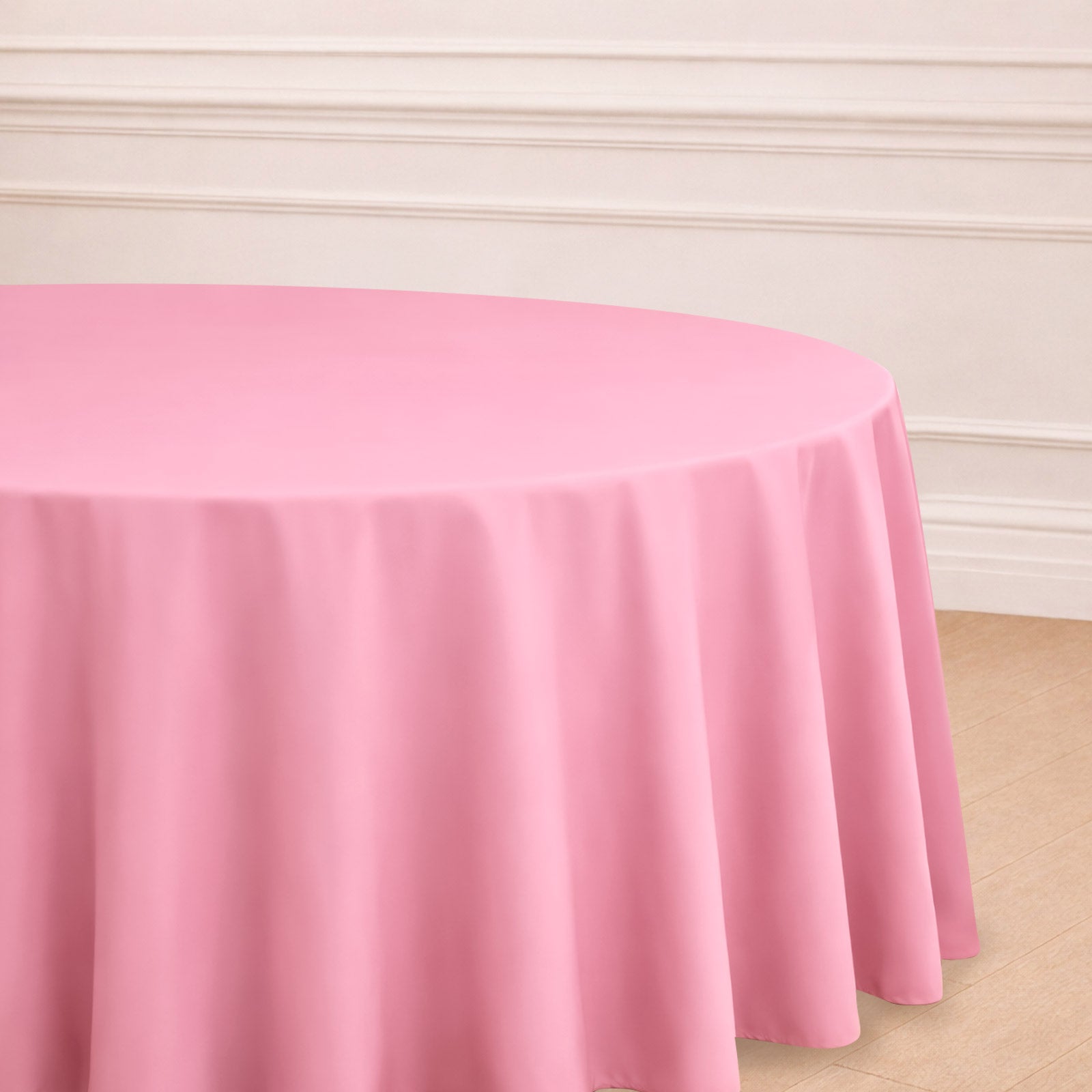 120" Pink Seamless Polyester Round Tablecloth