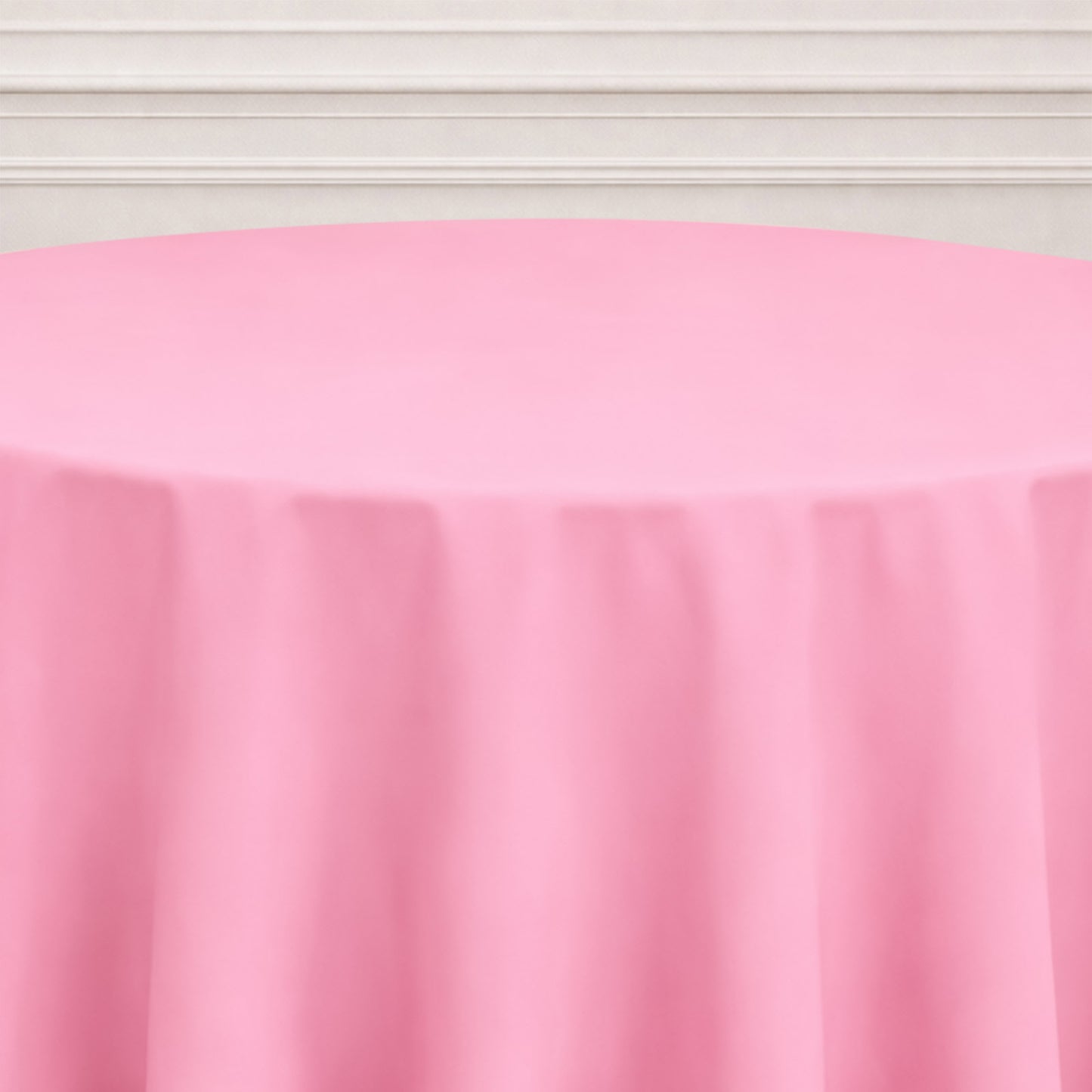 120" pink seamless polyester round tablecloth.