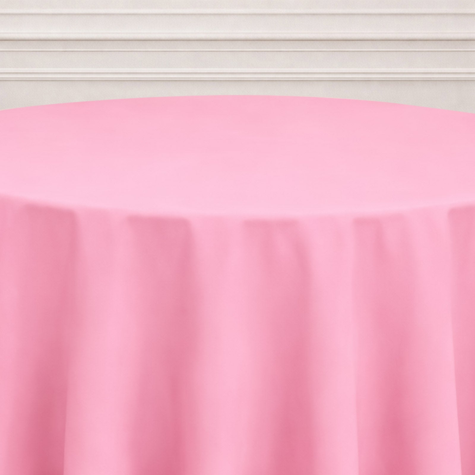 120" pink seamless polyester round tablecloth.