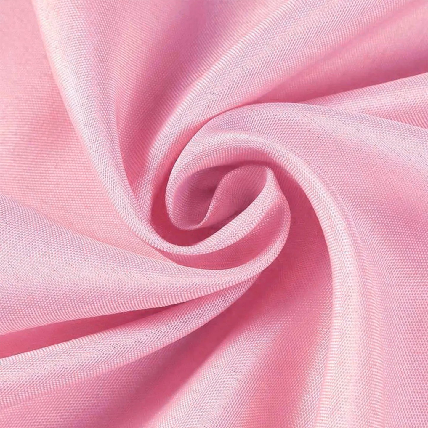 120" Pink Seamless Polyester Round Tablecloth in soft pink fabric.