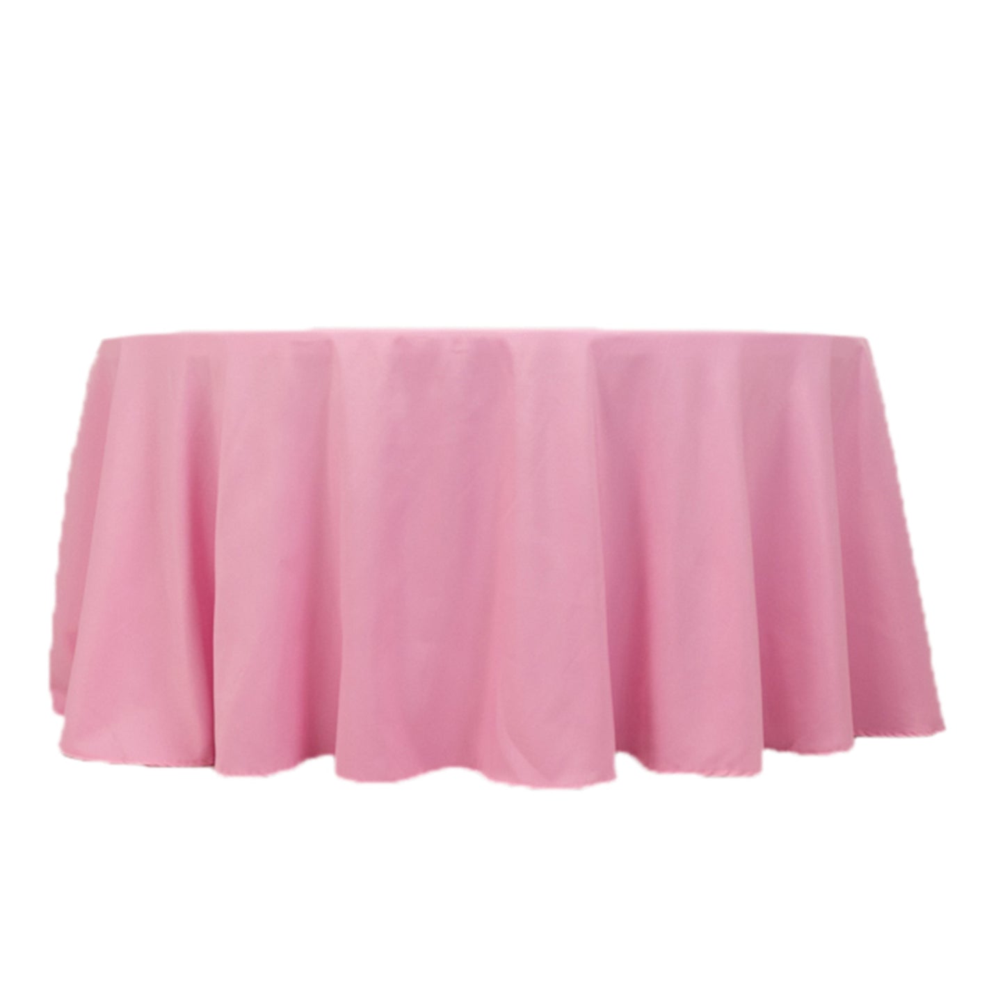 120" Pink Seamless Premium Polyester Round Tablecloth - 220GSM for 5 Foot Table With Floor-Length Drop