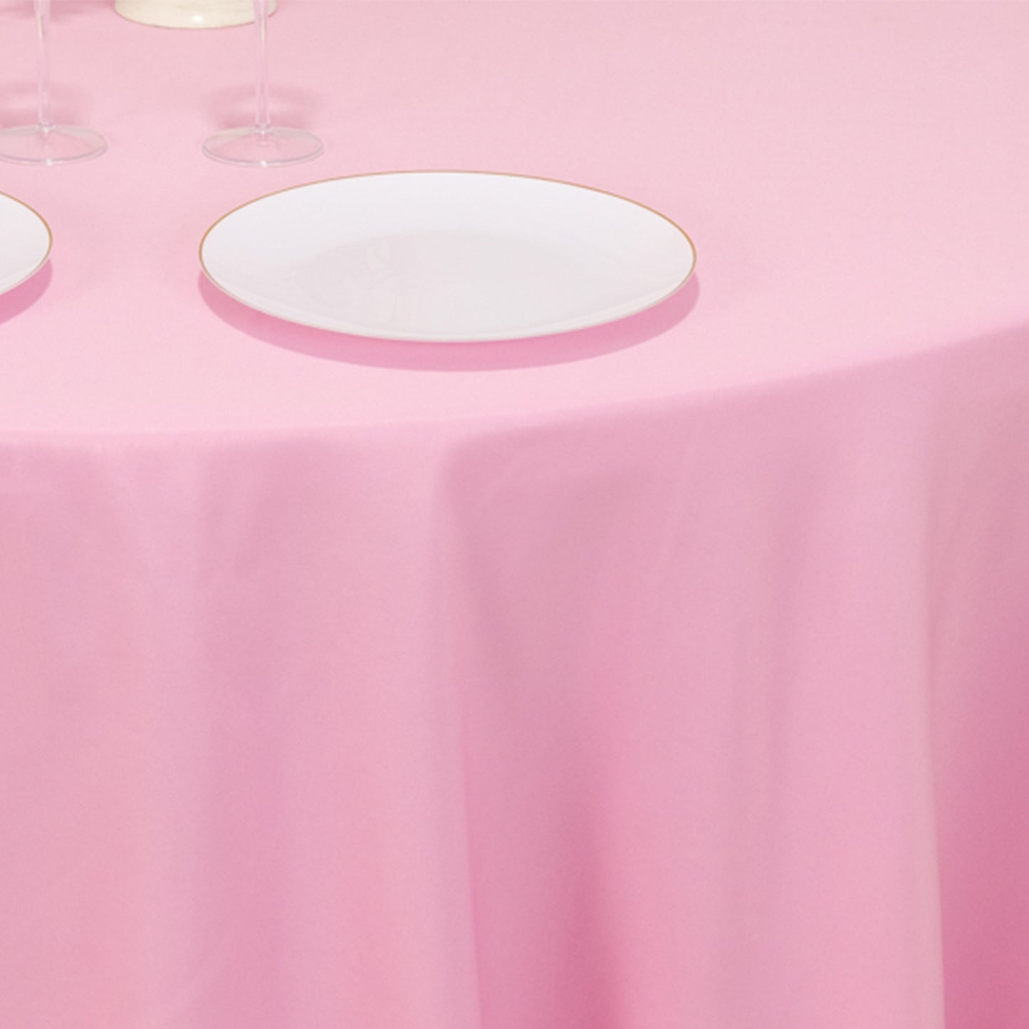 120" Pink Seamless Premium Polyester Round Tablecloth - 220GSM for 5 Foot Table With Floor-Length Drop