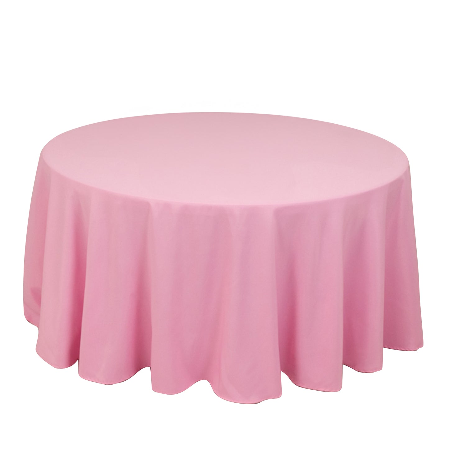 120" Pink Seamless Premium Polyester Round Tablecloth - 220GSM for 5 Foot Table With Floor-Length Drop