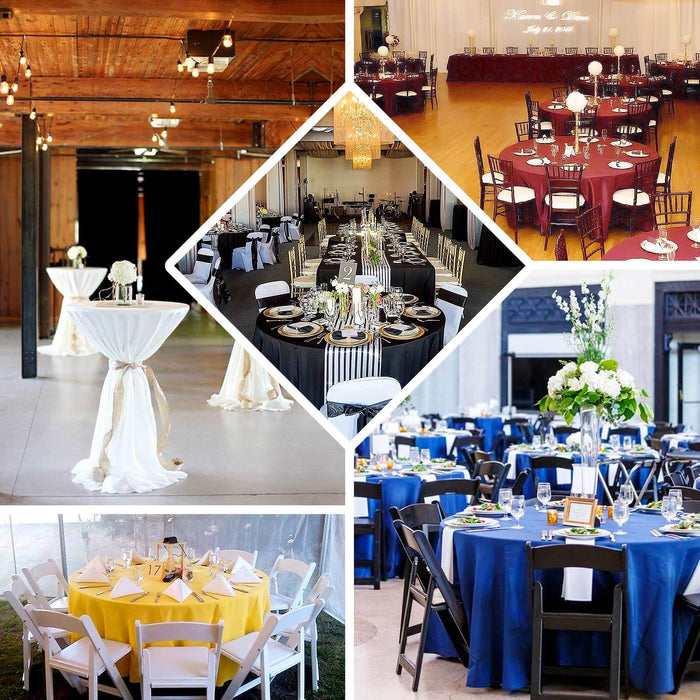 132" Royal Blue Seamless Premium Polyester Round Tablecloth - 220GSM