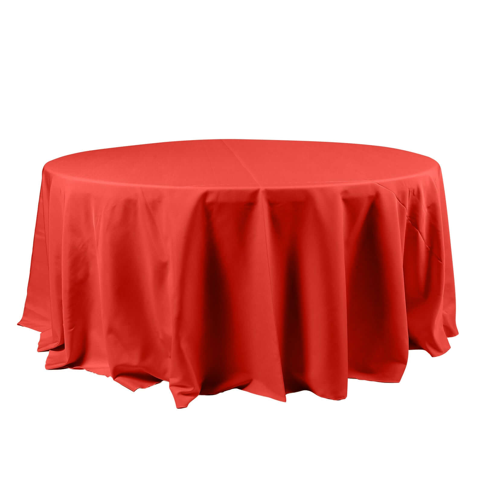 120" Red Polyester Round Tablecloth