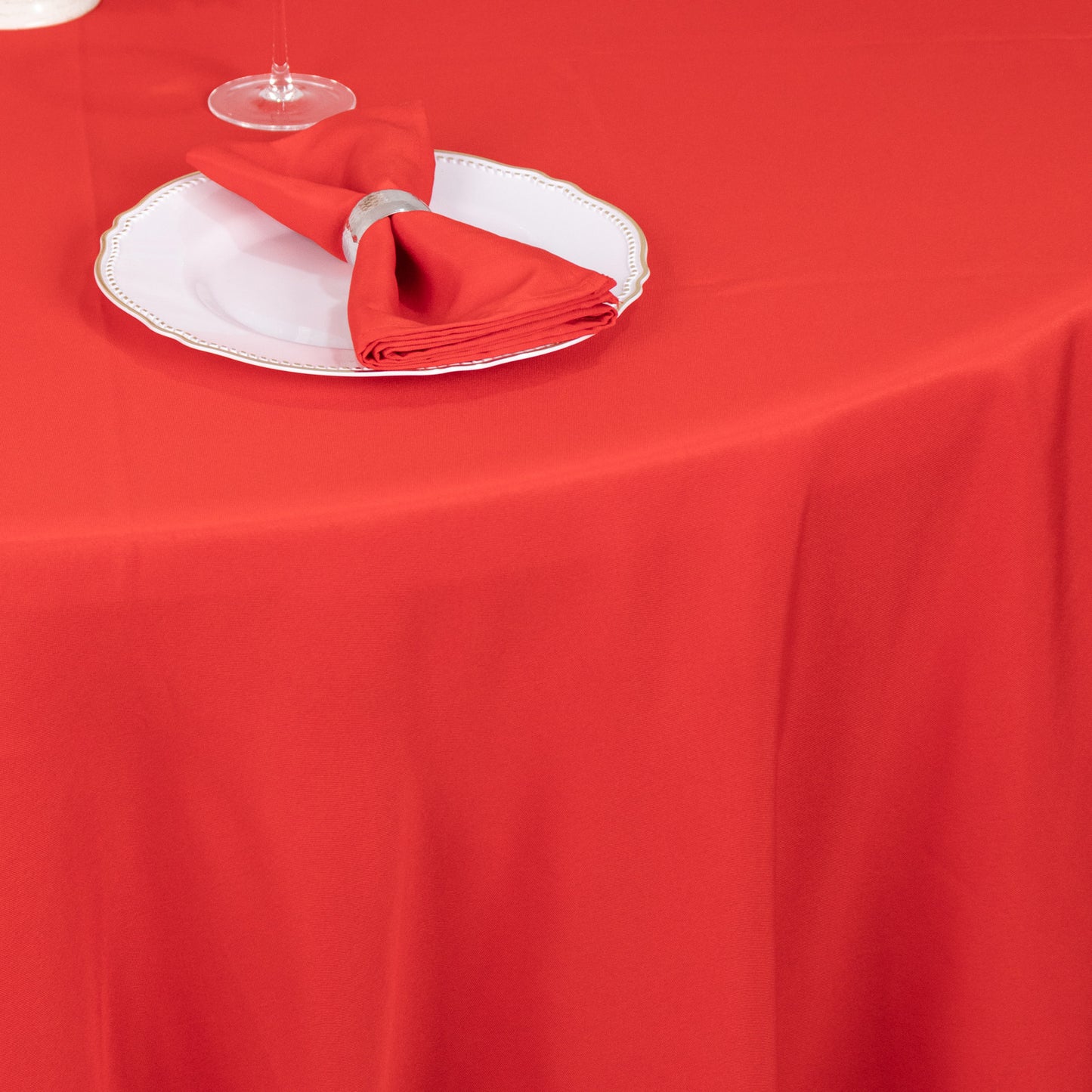 120" Red Seamless Premium Polyester Round Tablecloth - 220GSM