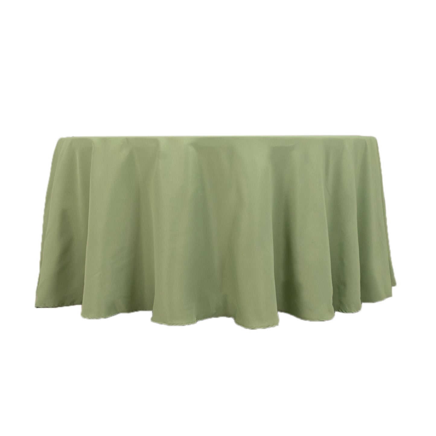 120" Sage Green Seamless Premium Polyester Round Tablecloth - 220GSM for 5 Foot Table With Floor-Length Drop