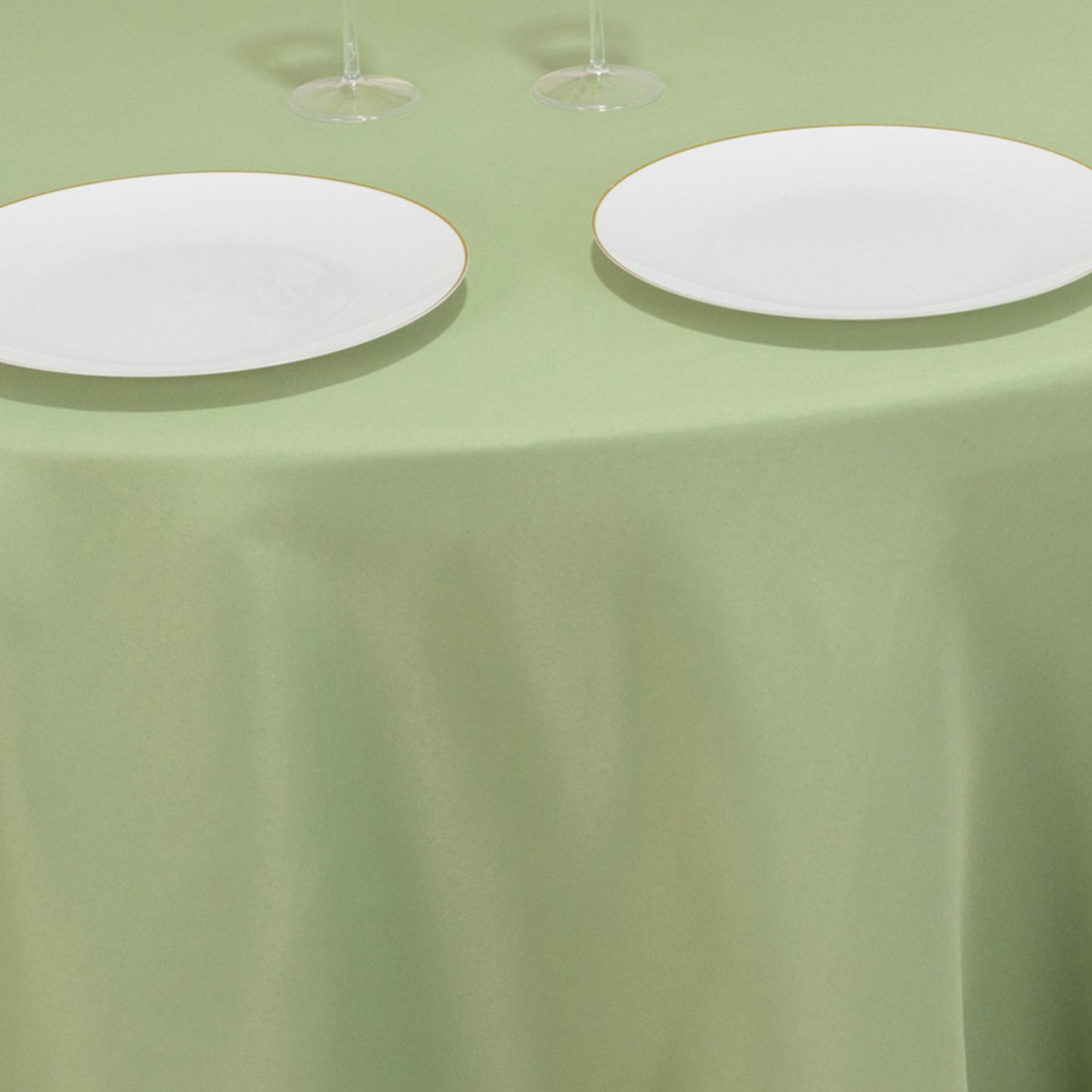 120" Sage Green Seamless Premium Polyester Round Tablecloth - 220GSM for 5 Foot Table With Floor-Length Drop