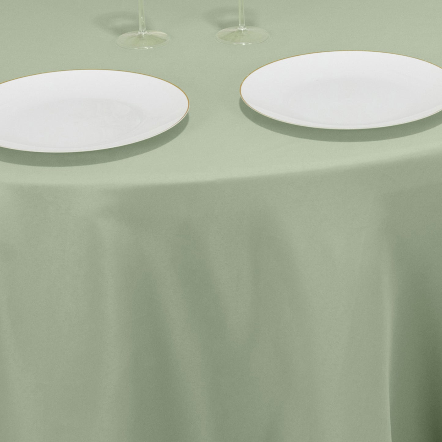 120" Sage Green Seamless Premium Polyester Round Tablecloth - 220GSM for 5 Foot Table With Floor-Length Drop