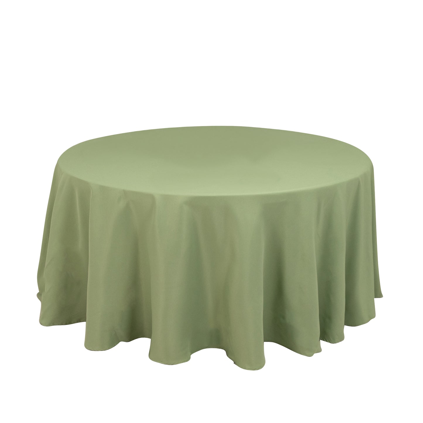 120" Sage Green Seamless Premium Polyester Round Tablecloth - 220GSM for 5 Foot Table With Floor-Length Drop