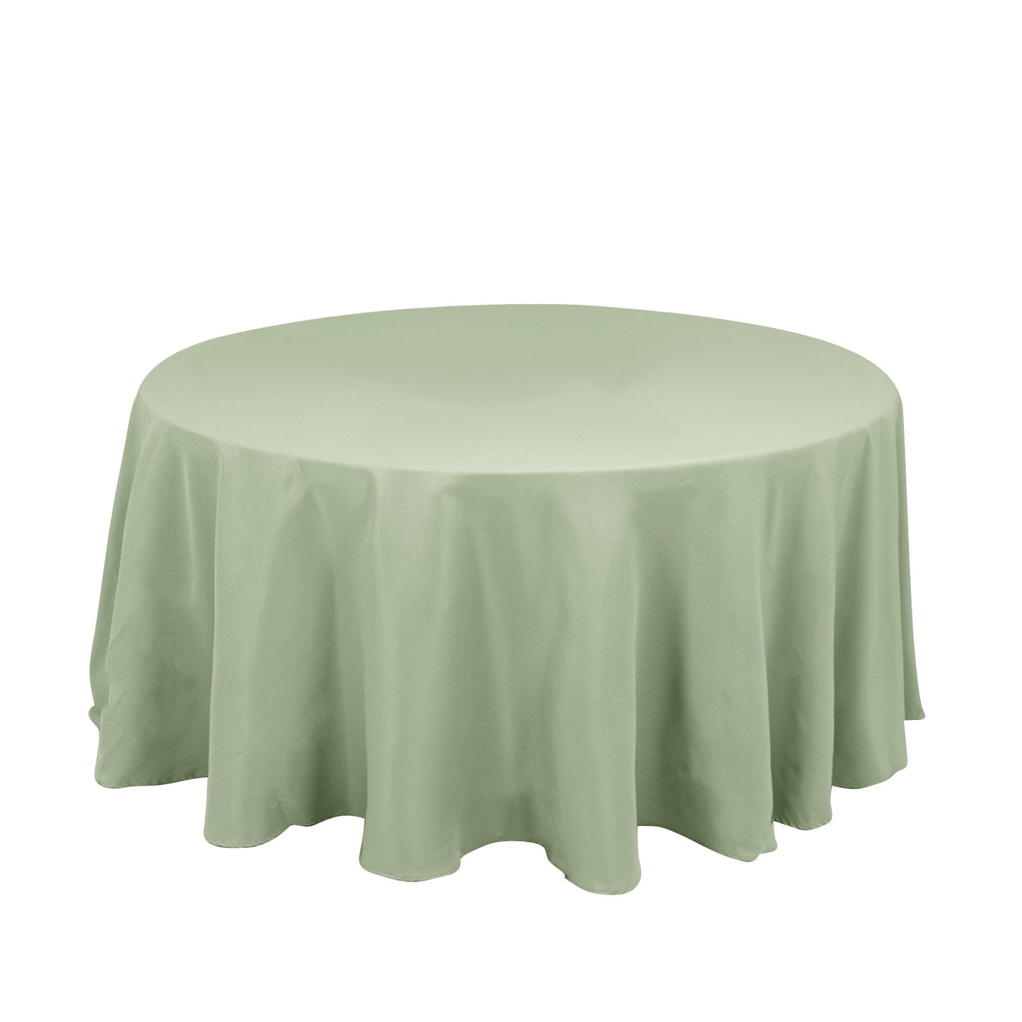 120" Sage Green Seamless Premium Polyester Round Tablecloth - 220GSM for 5 Foot Table With Floor-Length Drop