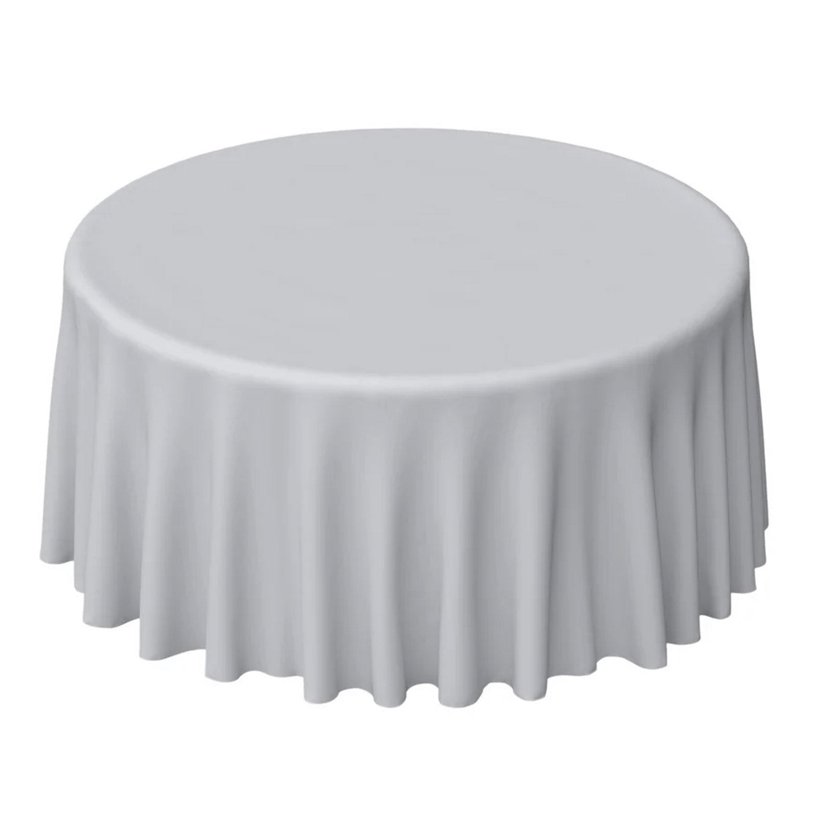 120inches Silver Polyester Round Tablecloth