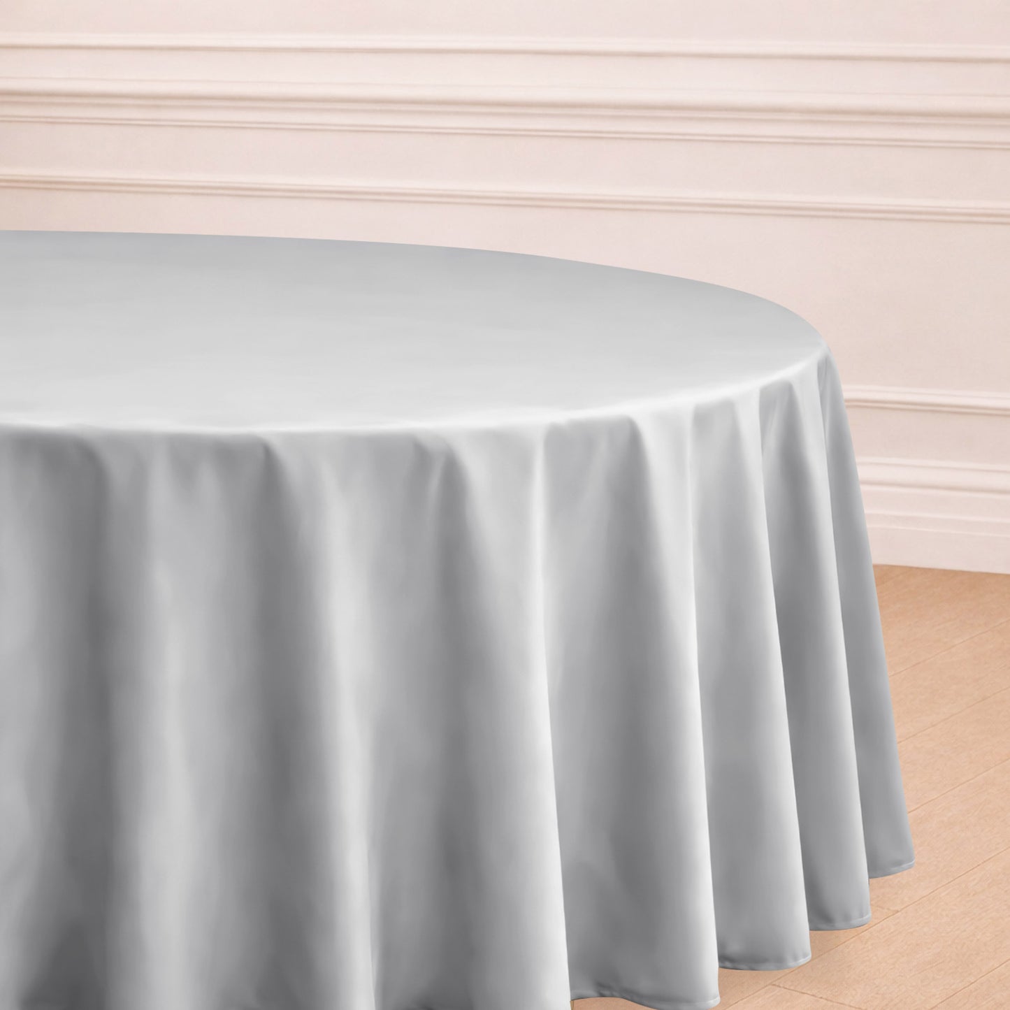 120" Silver Seamless Polyester Round Tablecloth